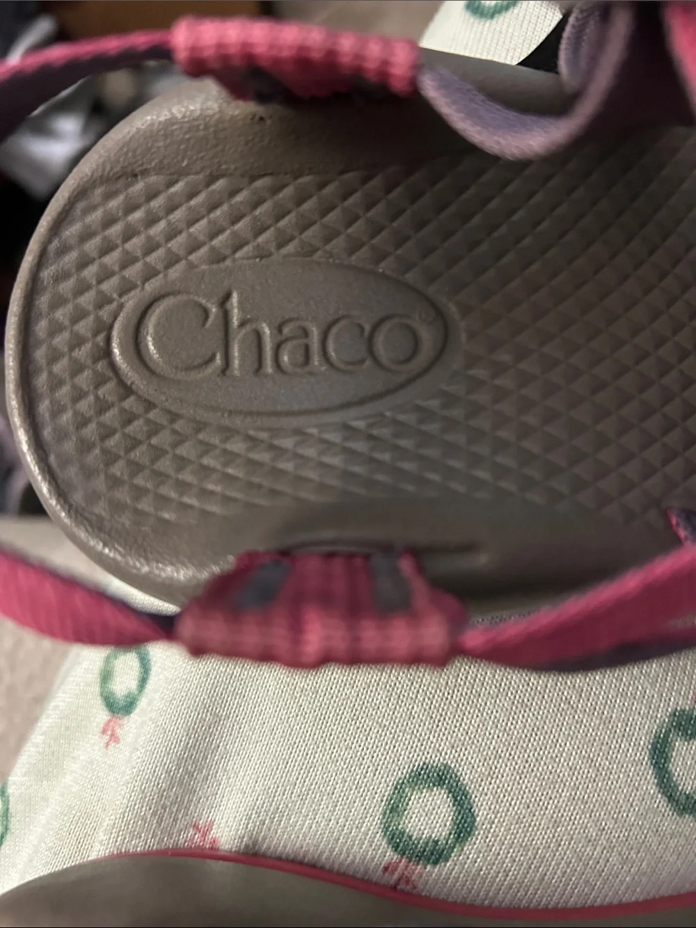 Chaco Girls Gray Sandals with Pink and‎ Purple Straps